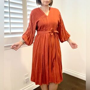 BNWOT Midi Burnt Orange Dress No Brand Fits M/L
